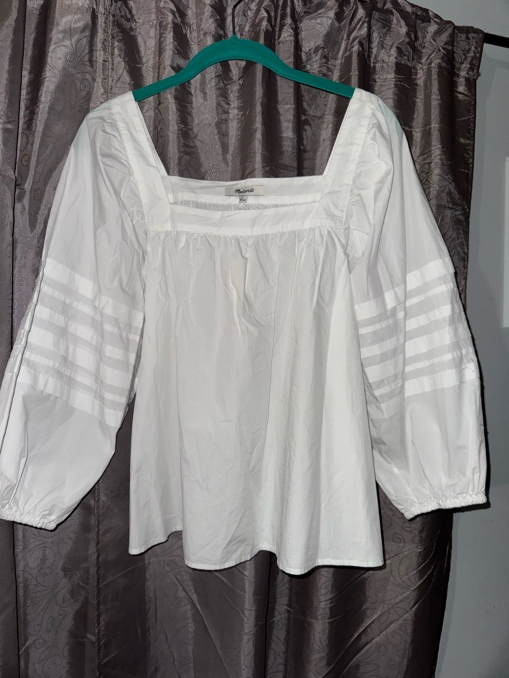Madewell White Square-Neck Balloon Sleeve Blouse